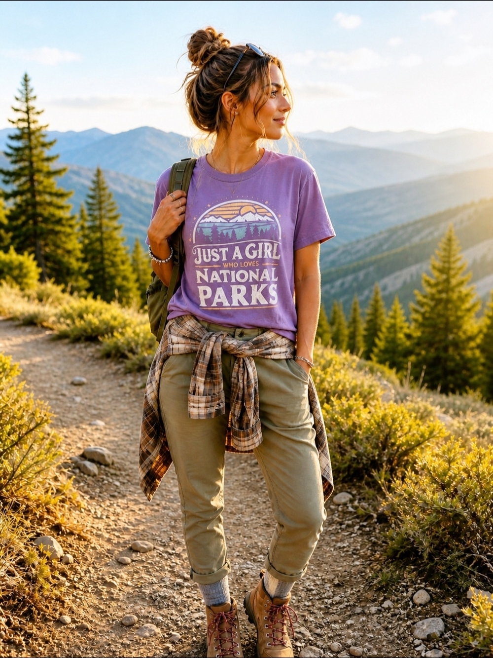 National Parks Graphic Tee Purple Hiking Outdoors Nature Shirt